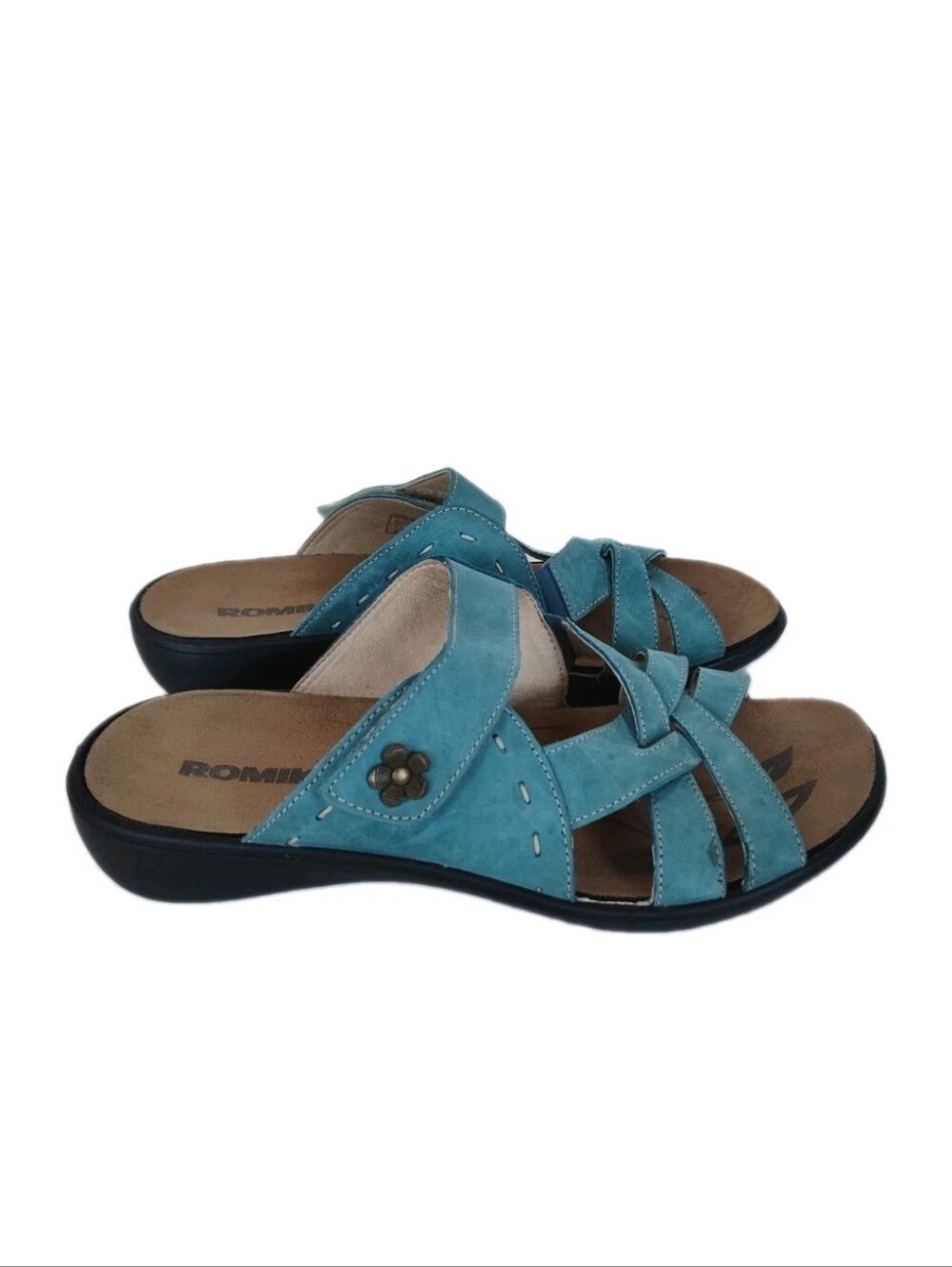 Romika Blue Leather Slide Sandals Size 42 US Size 11 Casual Comfort Shoes
